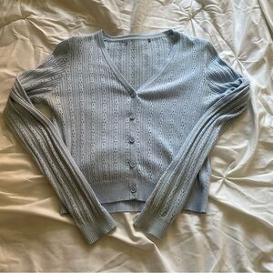BRANDY MELVILLE PASTEL BLUE EYELET CARDIGAN